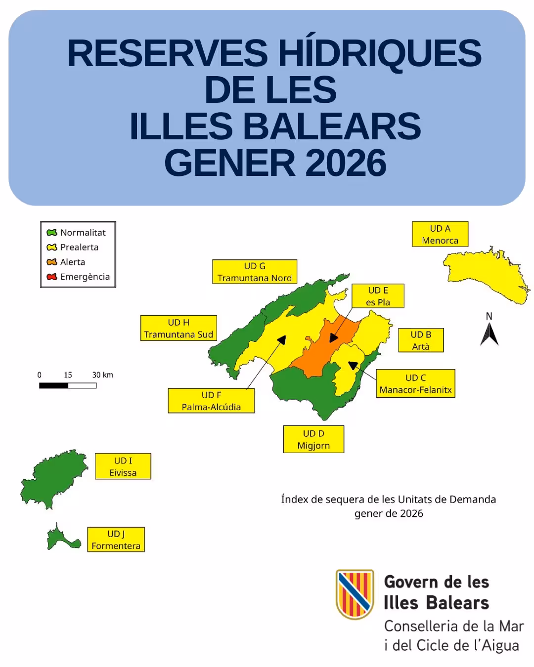 Menorca, a la cola de Baleares en reservas hídricas pese a las intensas lluvias de enero