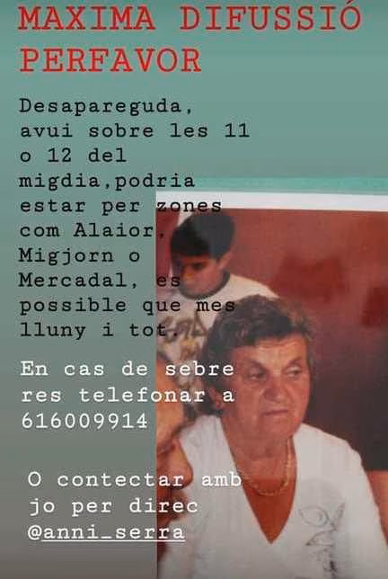 Desaparece una mujer de 74 años en Alaior