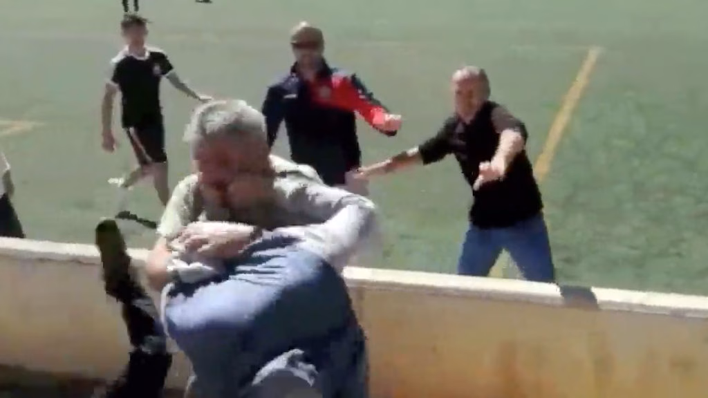 (Lo+viral) El vídeo de la batalla campal entre padres en un partido de fútbol