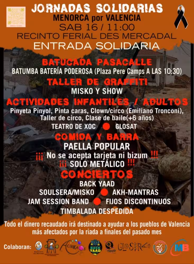 Menorca por Valencia: jornada solidaria en Es Mercadal para recaudar fondos