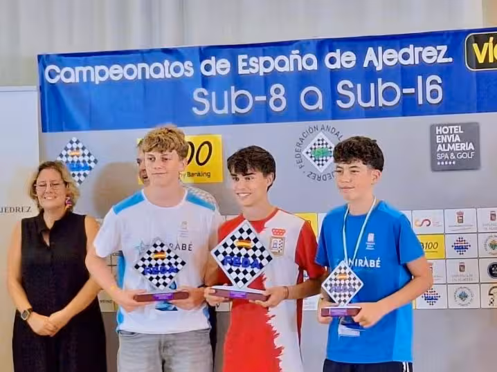 Martin Krauchi, a la izquierda de la imagen, junto al trofeo que le acredita como subcampeón estatal de la categoría. (Foto: FEA)