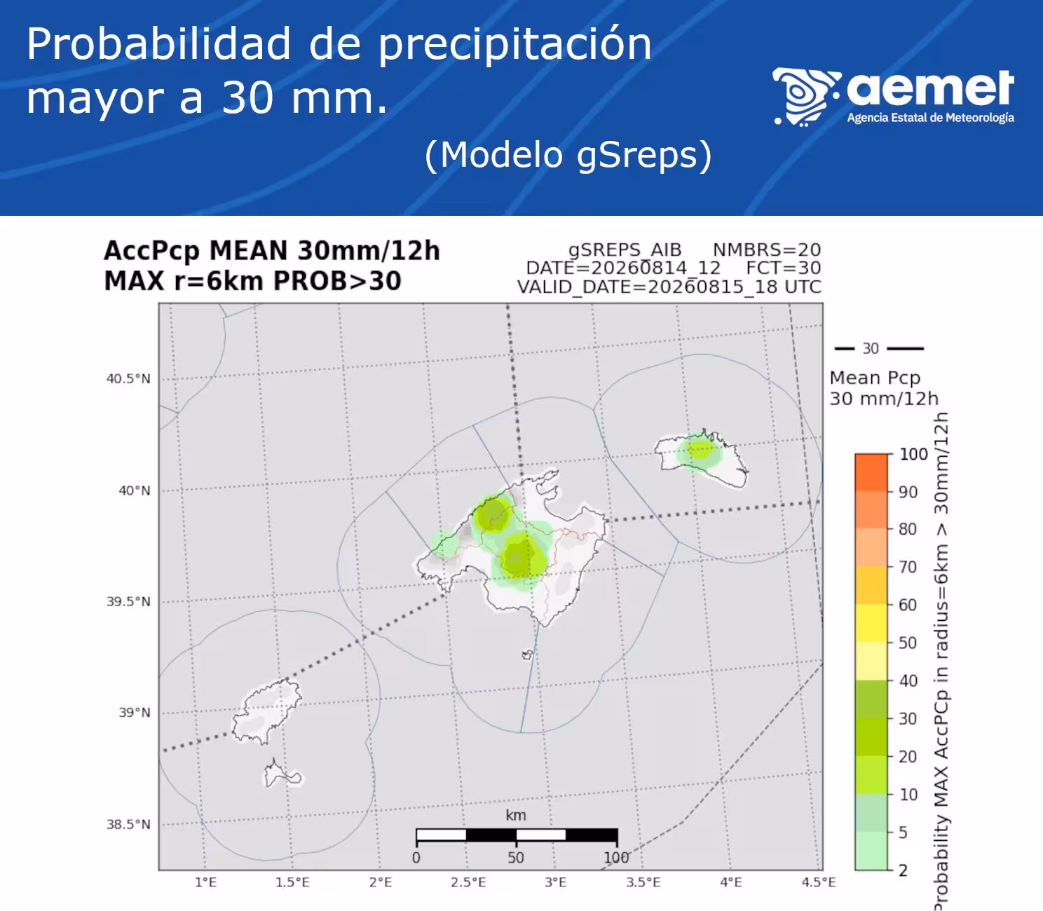 Mapa de predicción de la Aemet.